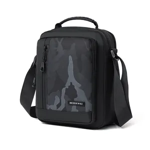 Wholesale Fabric Black Drawstring Shoulder Mini Messenger Fashion Tote Crossbody Handbag For Men