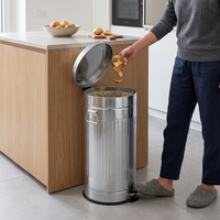 Tempat Sampah Dapur Harga Pabrik Bentuk Bulat dengan Pedal, Ember Dalam, dan Pegangan