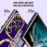 Housse de téléphone portable anti-choc de luxe pour Samsung S21 S22 S23 S24 Plus coque de téléphone coeur d'amour magnétique Ultra électrolytique