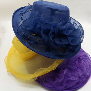 High Quality Elegant Flowers UV Protect Sunscreen Summer Wide Brim Fashion <strong>Women</strong> <strong>Wedding</strong> Church <strong>Hat</strong> - Product Image 2