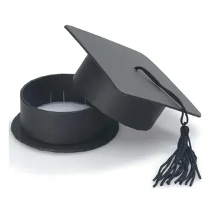 DIY Custom Logo design 3D ground square Graduation favour cap paper pack rigid cardboard black Graduation Hat Gift Boxes