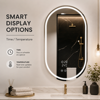 Miroir LED ovale intelligent anti-buée personnalisé par le fabricant, écran tactile, gradation 3 couleurs, Bluetooth, pour salon et hôtel