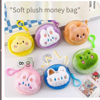 Dompet Koin Plush Kawaii Mini dengan Ritsleting Gantungan Kunci, Tempat Uang Receh Kecil untuk Wanita, Hadiah Pertukaran untuk Sekolah, Halloween, Natal