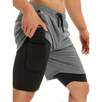 Shorts de sport pour hommes transfrontaliers, colorés, en polyester, double couche, 2-en-1, séchage rapide, taille haute, avec poches, pour fitness et activités de plein air