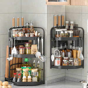 hot Selling Detachable Countertop Spice Rack Kitchen Metal Detachable Spice Rack 3 Layers Seasoning Rack Organizer
