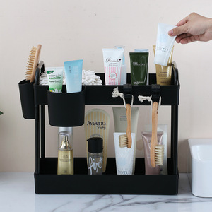 2-layer Under Sink Organizers And Storage Bathroom Organizer Multi-purpose Under Kitchen Sink With Handles Cups And Hooks