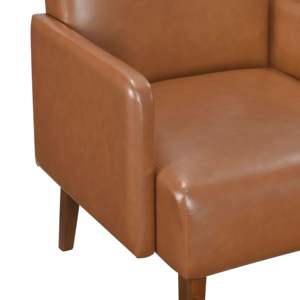 DB <b>Mid</b>-<b>Century</b> Modern Design Accent <b>Chair</b> 1pc Brown Faux <b>Leather</b> Upholstery Walnut Finish Solid Wood PVC Living Room Furniture - Product Image 3