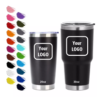 Logotipo personalizado que imprime tazas de viaje de acero inoxidable térmicas al vacío con recubrimiento en polvo de 20/30 oz con pajitas estilo americano