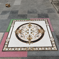 Mosaïque de marbre de luxe, médaillon rond carré, carrelage pour sol en découpe au jet d'eau