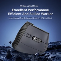 Souris verticale sans fil double mode, affichage 1600 DPI, optique, rechargeable, 9 boutons, ergonomique, rouleau de vitesse, rétroéclairage RVB, droite, en stock