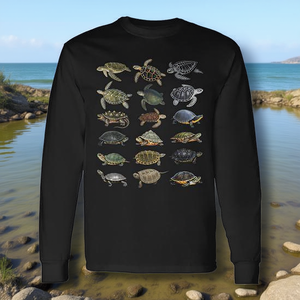 Types de tortues, espèces marines et d'eau douce, t-shirt éducatif à manches longues - Product Image 3
