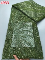 Tissu en dentelle africaine Kalume 4933 avec perles et paillettes, tissu en dentelle française haut de gamme luxueux, maille de haute qualité pour robe de mariée