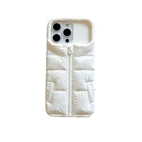 Coque de téléphone antichoc en silicone style doudoune 3D avec fermeture éclair pour iPhone 17 16 15 14 13 Pro Max