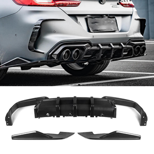 ดิฟฟิวเซอร์กันชนหลังคาร์บอนไฟเบอร์แท้ 100% รุ่น <span class=keywords><strong>SQ</strong></span> Style สำหรับ BMW M8 F91 F92 Coupe ปี 2020+ แบบ 2 ประตู ชุดแต่ง 3 ชิ้น ดิฟฟิวเซอร์กันชนหลัง - Product Image 1
