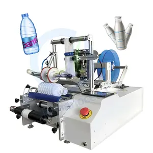 Manual pequeno pneumático adesivo adesivo fácil redondo vinho pet garrafa etiqueta passado impressão aplicação máquina