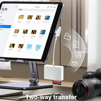 Lector de Tarjetas OTG 3 en 2, Adaptador de Tarjetas de Memoria SD/TF/USB Tipo C Lightning para Computadoras Portátiles y Teléfonos, Lector de Tarjetas Inteligentes Multifunción 17 en 1