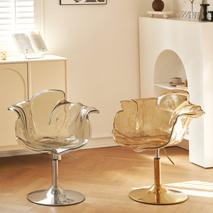 เก้าอี้พลาสติกด้านหลังลายกลีบดอกไม้เก้าอี้รับประทานอาหารสไตล์นอร์ดิกเก้าอี้ดีไซน์เนอร์เก้าอี้เน้นเสียงใส - Product Image 2