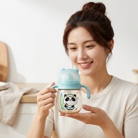 Vaso con Pajita Panda PPSU, Forma Redonda con Asas Dobles para Bebés