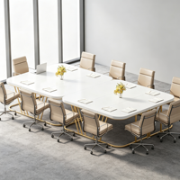 Bureau de direction moderne en or blanc, grand bureau large avec plateau en bois et métal, bureau de luxe pour PDG, pour bureau et salle d'étude