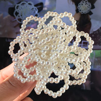 Nouveau doux perles perlées à la main perle flore Applique mariage robe de mariée goutte accessoires fleur Patch pour robes boucle d'oreille vêtements