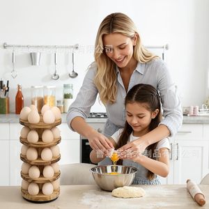 Egg Storage Rack Wooden Stackable Vertical Multi Layer Freshness Preservation <b>Kitchen</b> Countertop Use - Product Image 1
