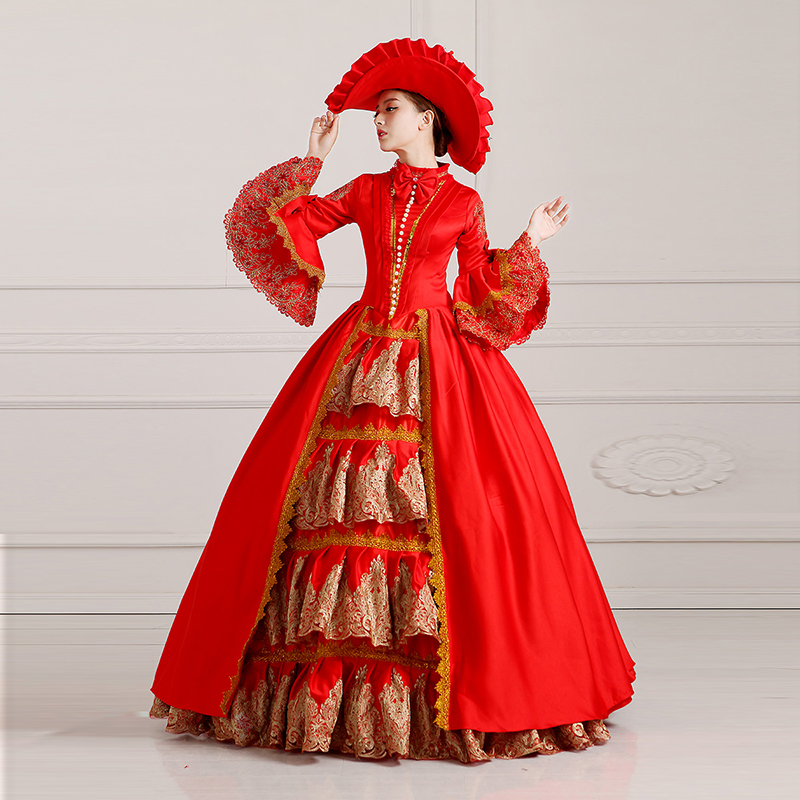 Abo vtoriano retrò medievale per le donne Halloween Party Vampire Wch Costume Gothic Red Flare Sleeve Hood abo lungo Vestidos