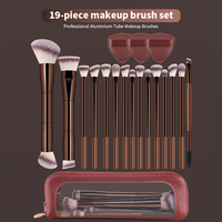 15/18Pcs Set Kuas Makeup Profesional Bulu Sintetis dengan Tas Premium Aluminium, Ramah Perjalanan, Lengkap untuk Blush dan Eyeshadow
