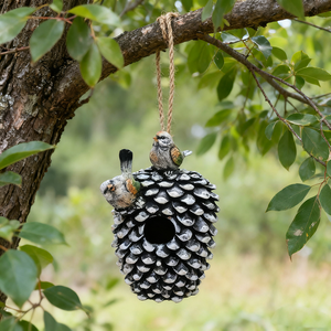 Eco-Friendly Hanging <strong>Resin</strong> Birdhouse - Weatherproof Design with Bird Perch for <strong>Backyard</strong> - Product Image 2