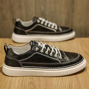 Nouvelles baskets tendance pour hommes 2024, en microfibre noire, personnalisables, chaussures de marche décontractées toutes saisons à lacets, vente chaude OEM - Product Image 4