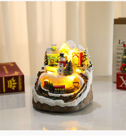 Figurines de Noël musicales rotatives en résine avec fonction lumineuse, décoration de sapin, cadeau de Noël, ornement