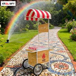 Carrito de Helados Móvil Remolcable con Toldo y Vitrina, Carrito de Venta de Comida Rápida, Construcción Metálica Resistente a la Oxidación - Product Image 2
