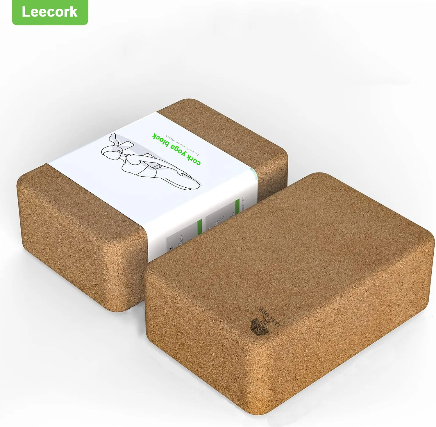 LEECORK 2024 High Quality Eco Friendly Custom Cork Yoga Brick Sustainable Fitness 3*6*9 Inch Natural Cork Yoga Block