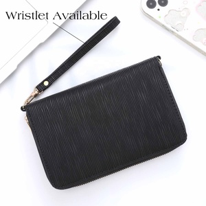 Portefeuille-classeur zippé Hongbo A6 en cuir Saffiano Epi 27 couleurs avec anneau doré, best-seller, disponible avec dragonne pour bureau/école - Product Image 1