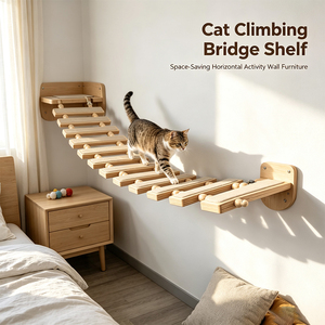 Pont mural pour chat avec marches rembourrées en feutre <span class=keywords><strong>et</strong></span> connecteurs en corde, système d'escalade pour chats d'intérieur, design peu encombrant - Product Image 1