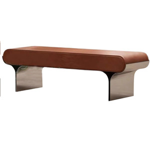 Sofá Cama Moderno <span class=keywords><strong>para</strong></span> Dormitorio de Hotel, Taburete con Cabecera, Cómodo Taburete de Cuero <span class=keywords><strong>para</strong></span> Sala de Estar, Banco con Cojín Suave - Product Image 4