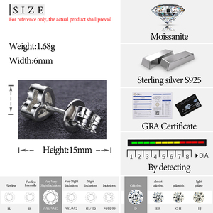 <span class=keywords><strong>Prix</strong></span> de gros Bijoux Hip Hop Boucles d'oreilles serties de diamants 925 Argent VVS Moissanite Boucles d'oreilles en forme de cœur Cadeau pour homme - Product Image 6