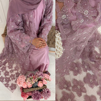 Abaya Sharut Factory Dubaï, Abaya de luxe pour l'Aïd, Kimono islamique, robe pour femmes musulmanes, Abaya élégante et modeste à motifs floraux texturés en 3D, ensemble de 3 pièces