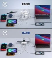 Station de charge HNT 170W 3A3C, chargeur de voyage, chargeur USB C, prise US/EU pour iPhone 17 16 15 14 13, sans fil pour Apple Watch