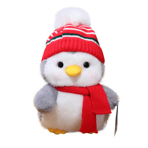 Peluche Pinguino di Harbin con Abito Invernale, Statuetta Unisex in Poliestere, Pupazzo di Neve Natalizio, Pinguino Dormiente - Product Image 1
