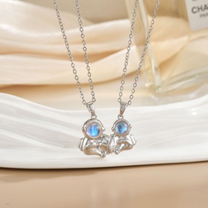 Gel Vintage a forma di cuore di coppia collane 1 paio di magneti catena <span class=keywords><strong>con</strong></span> pietre di zircone uomini e donne accessori per gioielli regali - Product Image 5