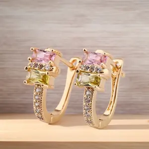 Wholesale Fancy Design Wedding women's Jewelry gold plated zircon earring Crystal Earrings jewelry women