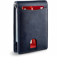 Porte-cartes de crédit en cuir véritable pour hommes d'affaires, porte-cartes à la mode avec clip de dollar et logo personnalisé