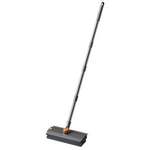 Brosse de sol pour salle de bain C16, grise et orange, à poils en nylon, avec manche télescopique, pour le nettoyage des carreaux, des toilettes et des interstices - Product Image 2