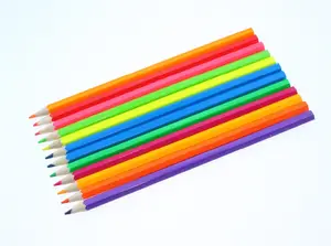 12 Colors Standard 7'' Neon Body Wooden Color Pencil With Customized Logo