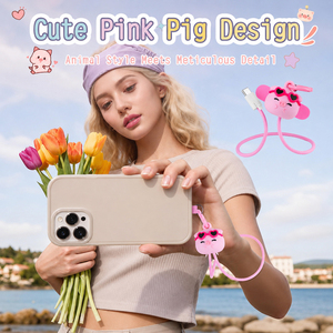 Cable <span class=keywords><strong>de</strong></span> Carga Rápida Pink Pig <span class=keywords><strong>de</strong></span> 60W, Antirrobo, Agradable al Tacto, Universal para Celulares y Laptops, con Correa <span class=keywords><strong>de</strong></span> Muñeca para Viajes y Actividades al Aire Libre - Product Image 4