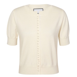Elegante Cárdigan de Lana para Mujer, Otoño y Primavera, con Botones de Alta Calidad, Mangas Cortas, Tops para Mujer - Product Image 1