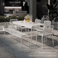 Ensemble table et chaises d'extérieur en fer moderne pour salon de thé au lait, café, petit design créatif, balcon, cour avec garantie de 5 ans