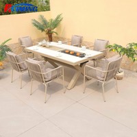 Table de pique-nique moderne pour jardin avec brasero et barbecues en aluminium, ensemble de grillades d'extérieur pour patio, vente chaude pour hôtels