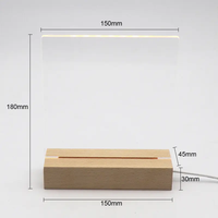 Lampe de bureau à led en acrylique vierge personnalisée OEM avec base en bois bébé enfants veilleuse pour acrylique 4mm