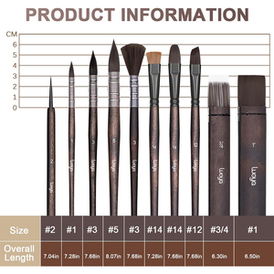 Ensemble de 10 pinceaux d'<span class=keywords><strong>artiste</strong></span> LUOYA, poils en nylon, manches en bois - Pinceaux ronds de détail pour acrylique, aquarelle, <span class=keywords><strong>gouache</strong></span> (noir) - Product Image 2